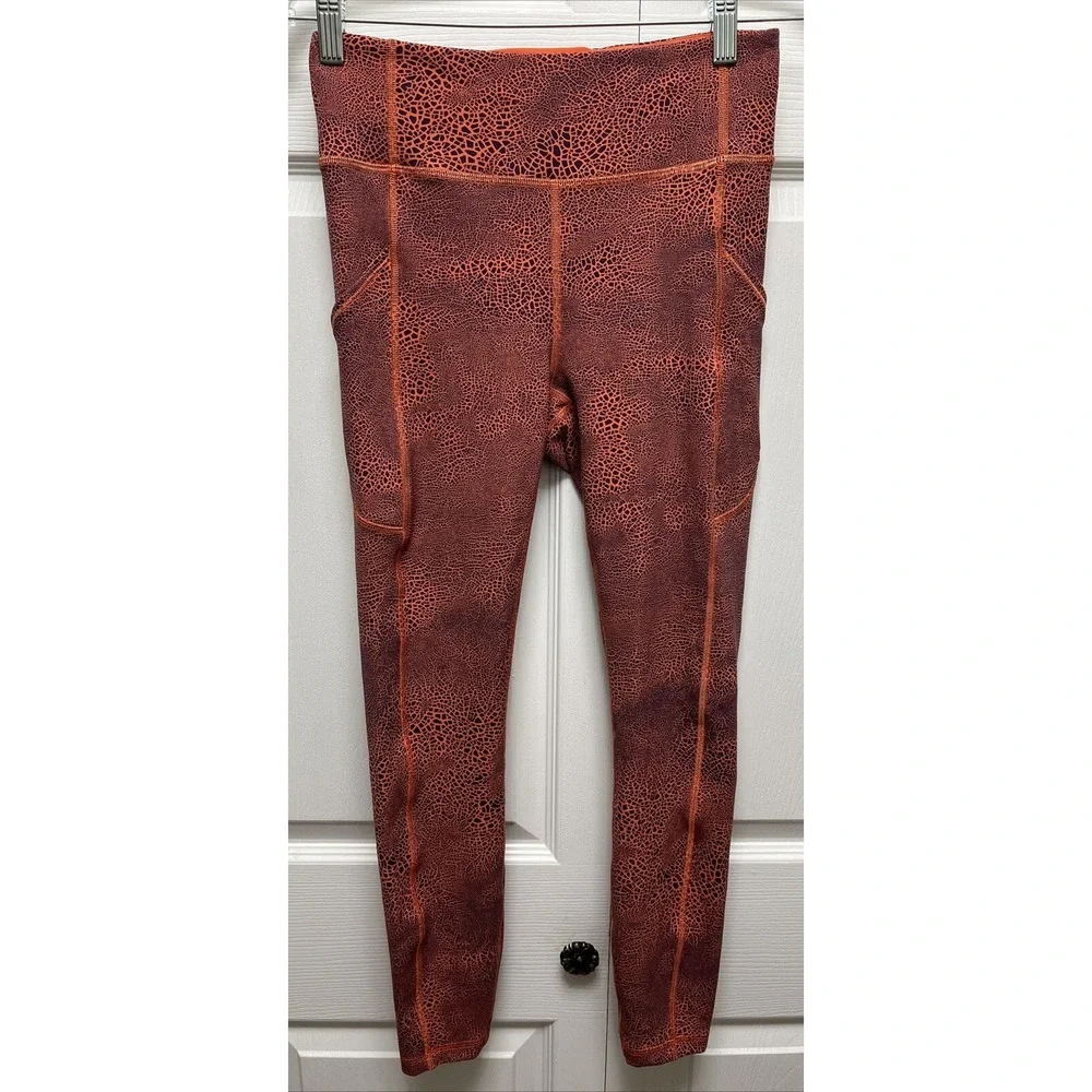 Lululemon Invigorate HR Tight Size 6 Crackle Glaze Orange Excellent 23 L